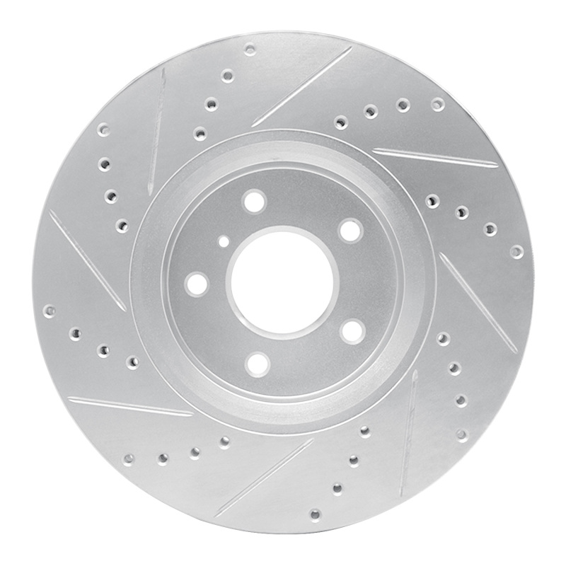 Infiniti FX45 Brake Rotor (1) - Front Right - R1 Concepts - Drilled & Slotted - Silver - `05-`14